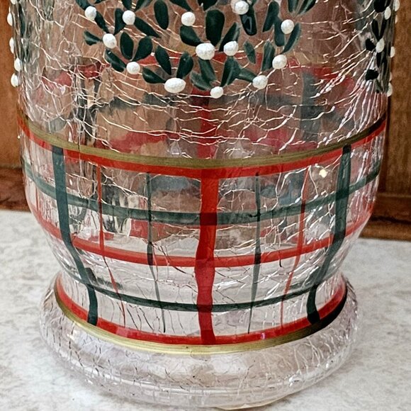 Fifth Avenue Crystal Mistletoe Hurricane Candle Holder 6" tealight votive New - Picture 6 of 15